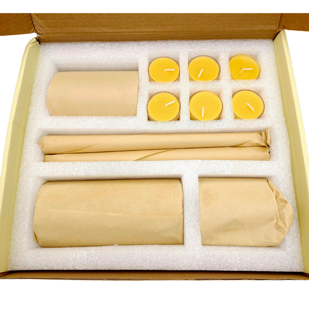 Volens 100% Beeswax Candle Set - 3 Pillar, 6 Taper, 24 Tealight, 345 Hours Burn